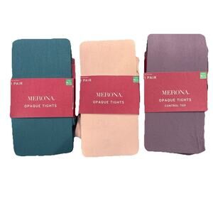 NWT Merona Opaque Tights ~ M/L ~ 3 Pairs ~ Smoked Pink ~ Wharf Teal ~ Plum Wink